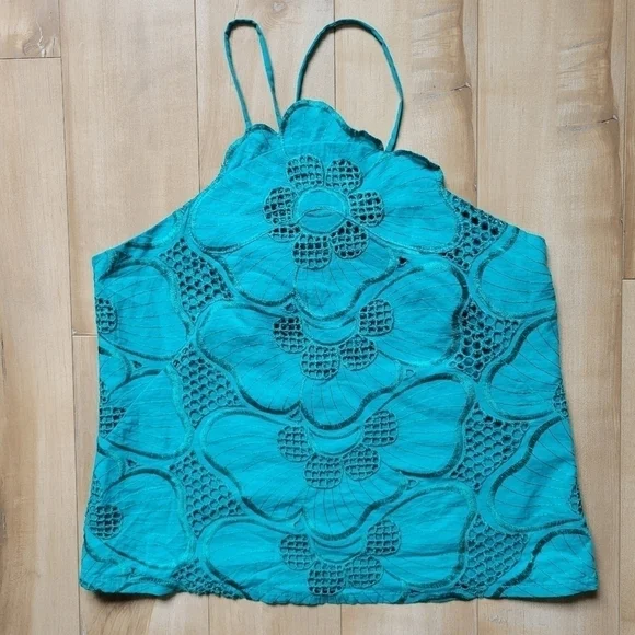 Anthropologie Corey Lynn Calter Giverny Blouse Turquoise - Picture 2 of 6